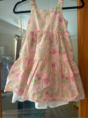 Sigrid Olsen Pink Floral Tiered Sundress with Green Accents